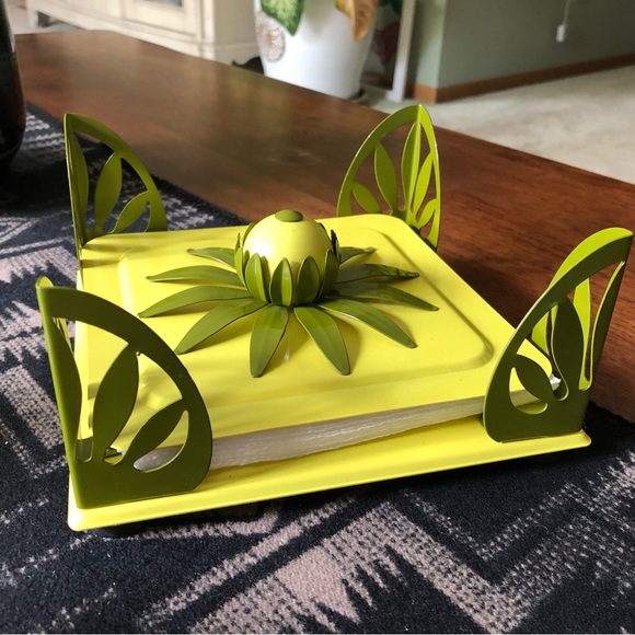 Vintage Other - Vintage Guild metal napkin holder with top lid yellow and green